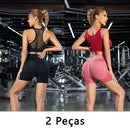 Conjunto de 2 peças, Shorts Esportivos Femininos