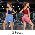 Conjunto de 2 peças, Shorts Esportivos Femininos