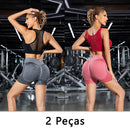 Conjunto de 2 peças, Shorts Esportivos Femininos